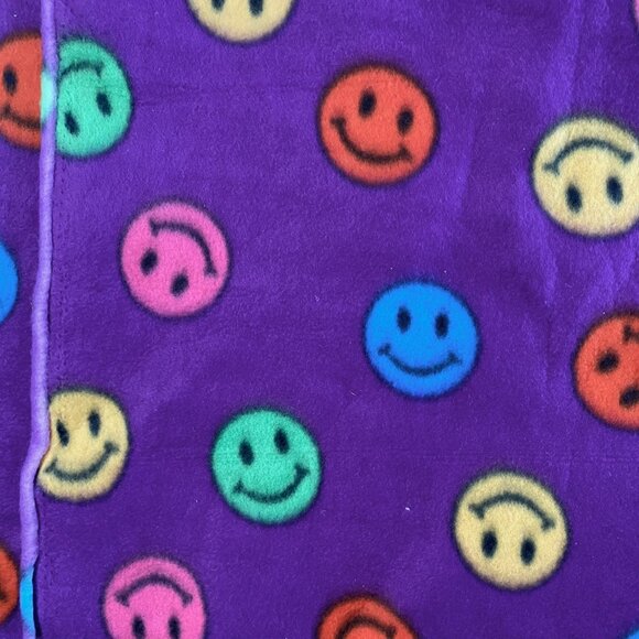 Fleece Multicolored Smiley Faces Home New Fabric Cut 63” X 32” - Picture 1 of 5